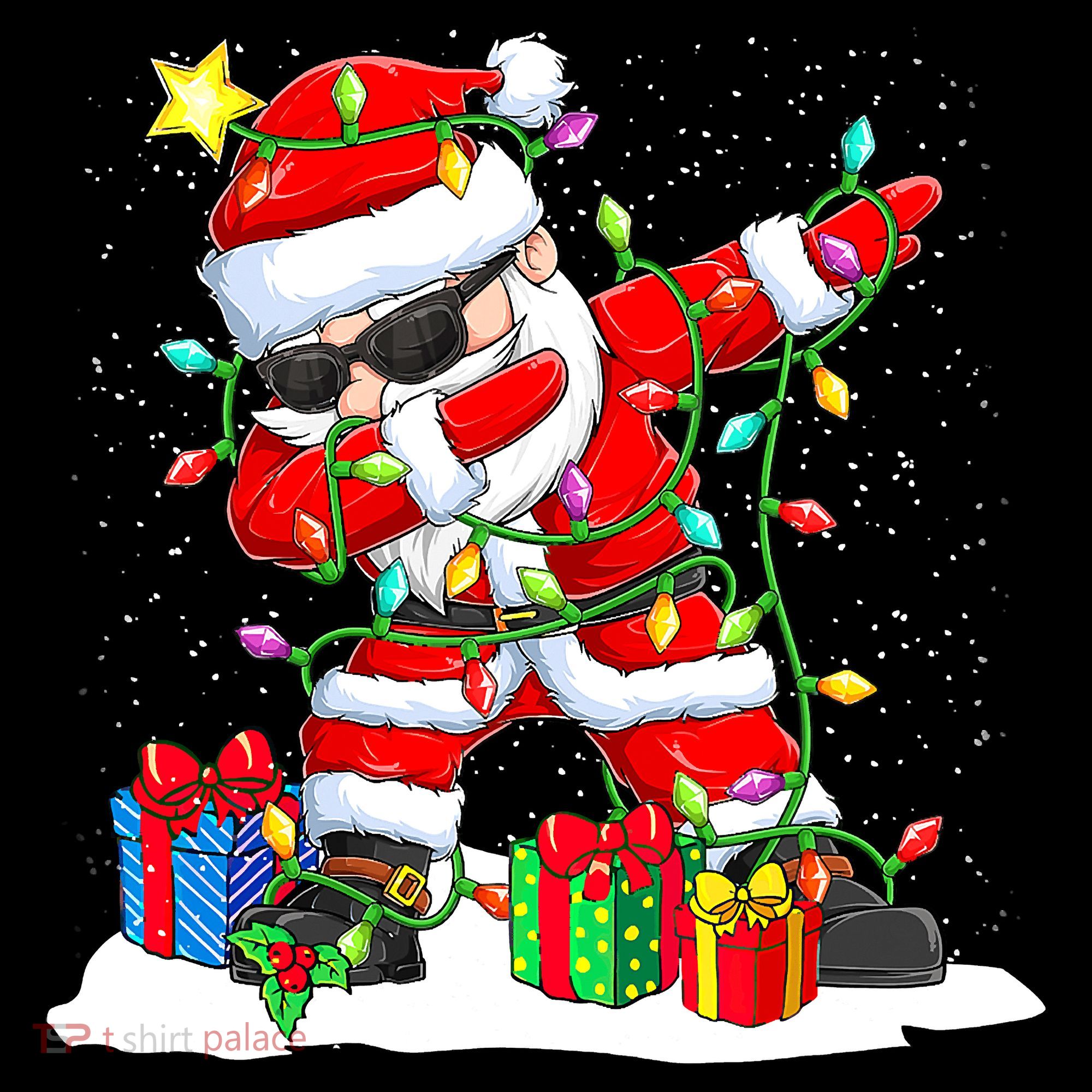 Funny Dabbing Santa Christmas Tree Lights Xmas Boys Women's Hoodie