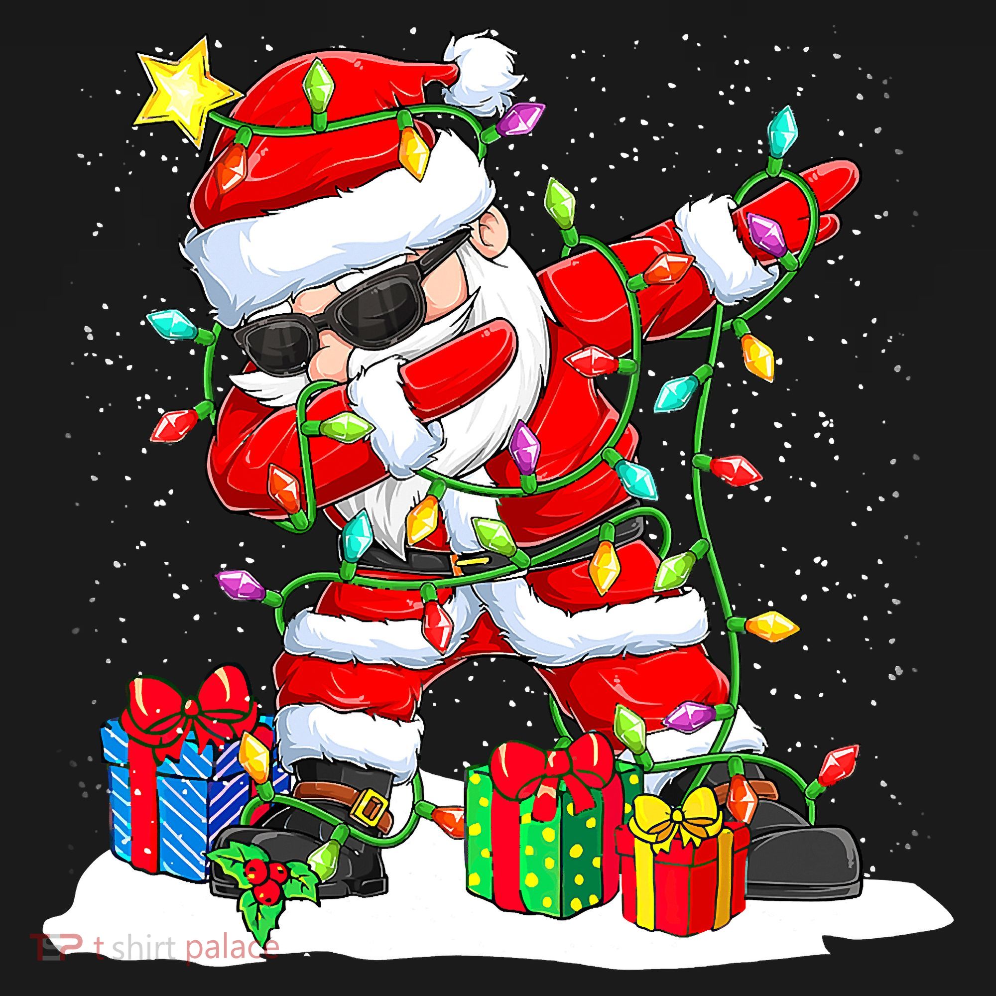 Funny Dabbing Santa Christmas Tree Lights Xmas Boys Women's Tank Top