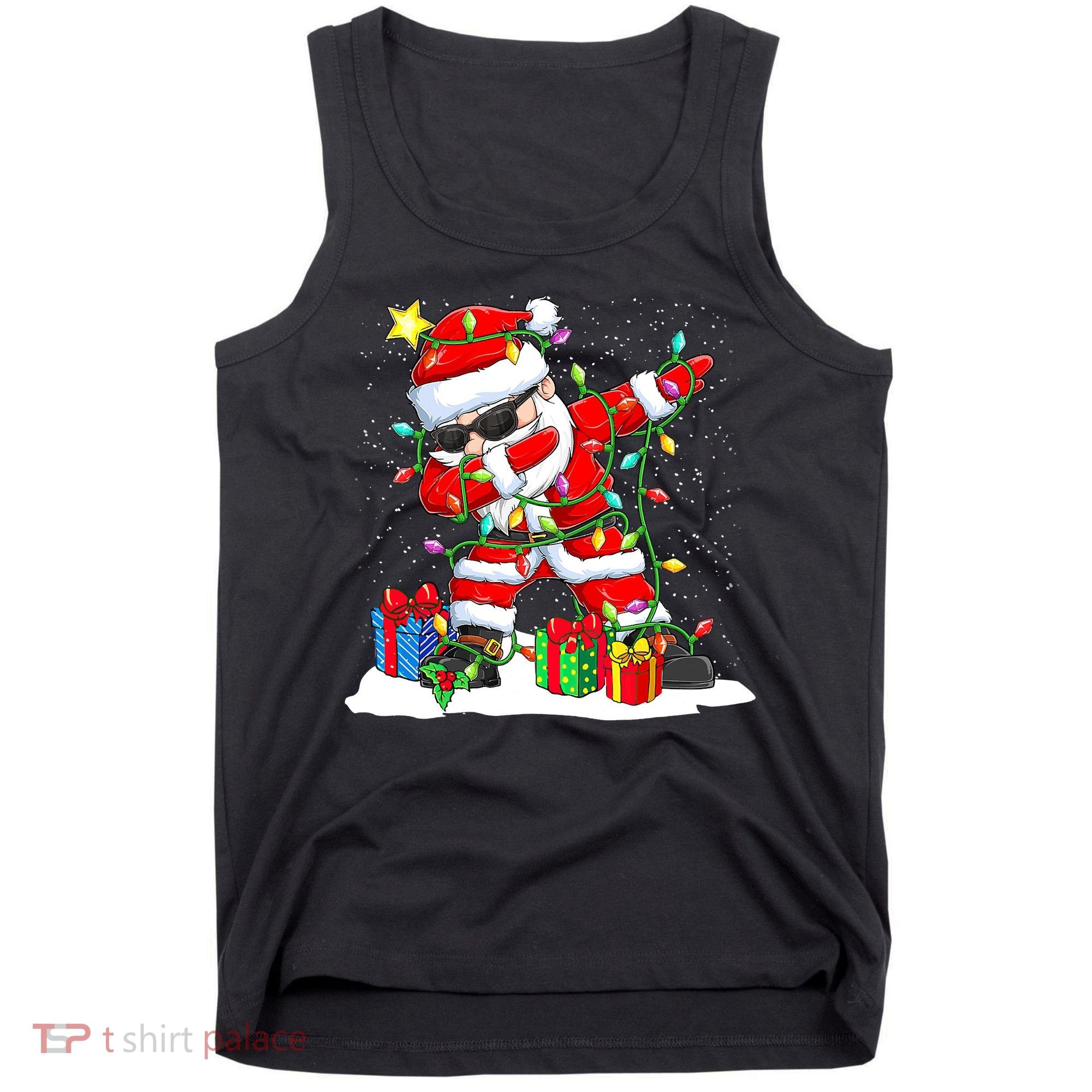 Funny Dabbing Santa Christmas Tree Lights Xmas Boys Tank Top