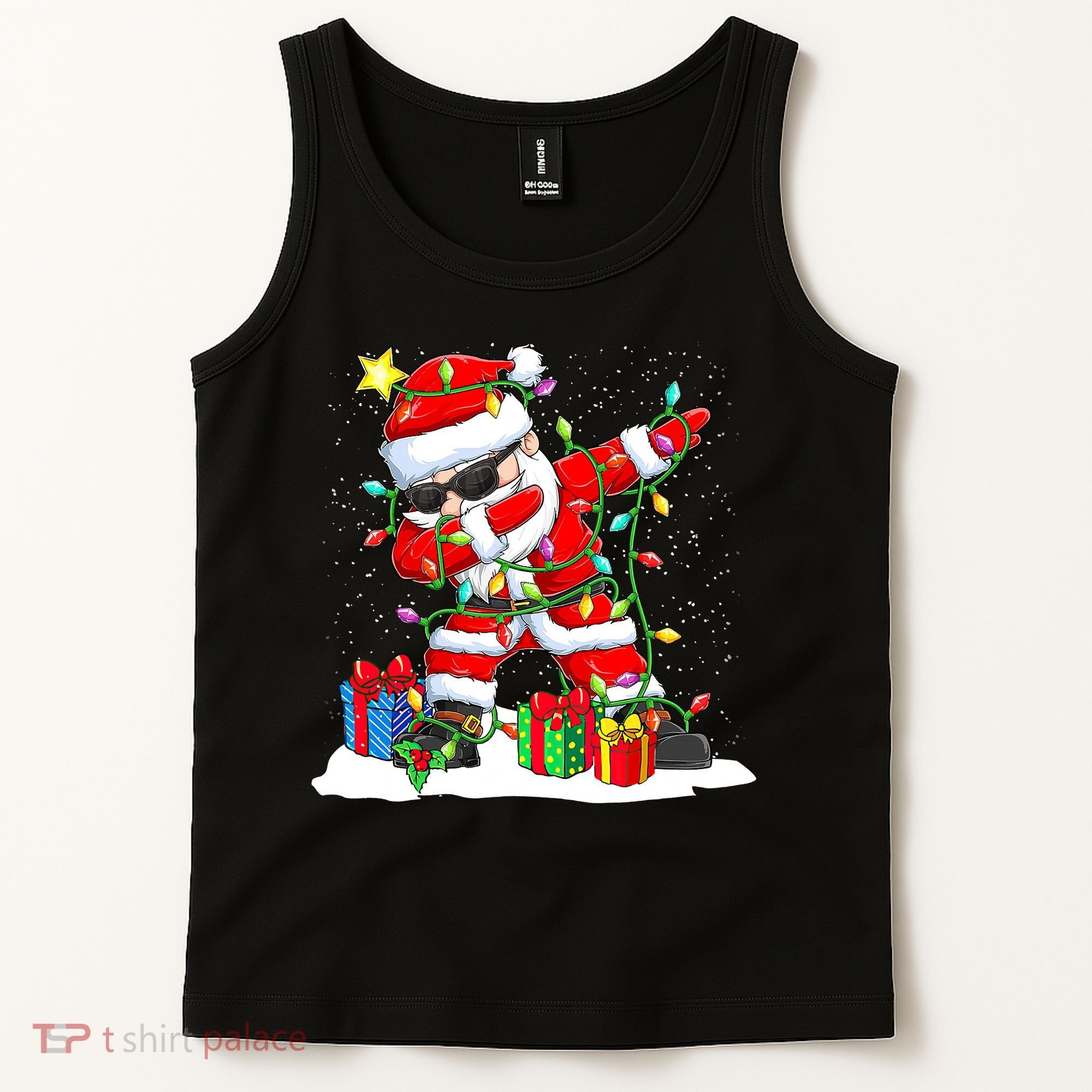 Funny Dabbing Santa Christmas Tree Lights Xmas Boys Tank Top