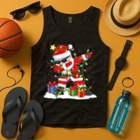 Funny Dabbing Santa Christmas Tree Lights Xmas Boys Tank Top thumb 4