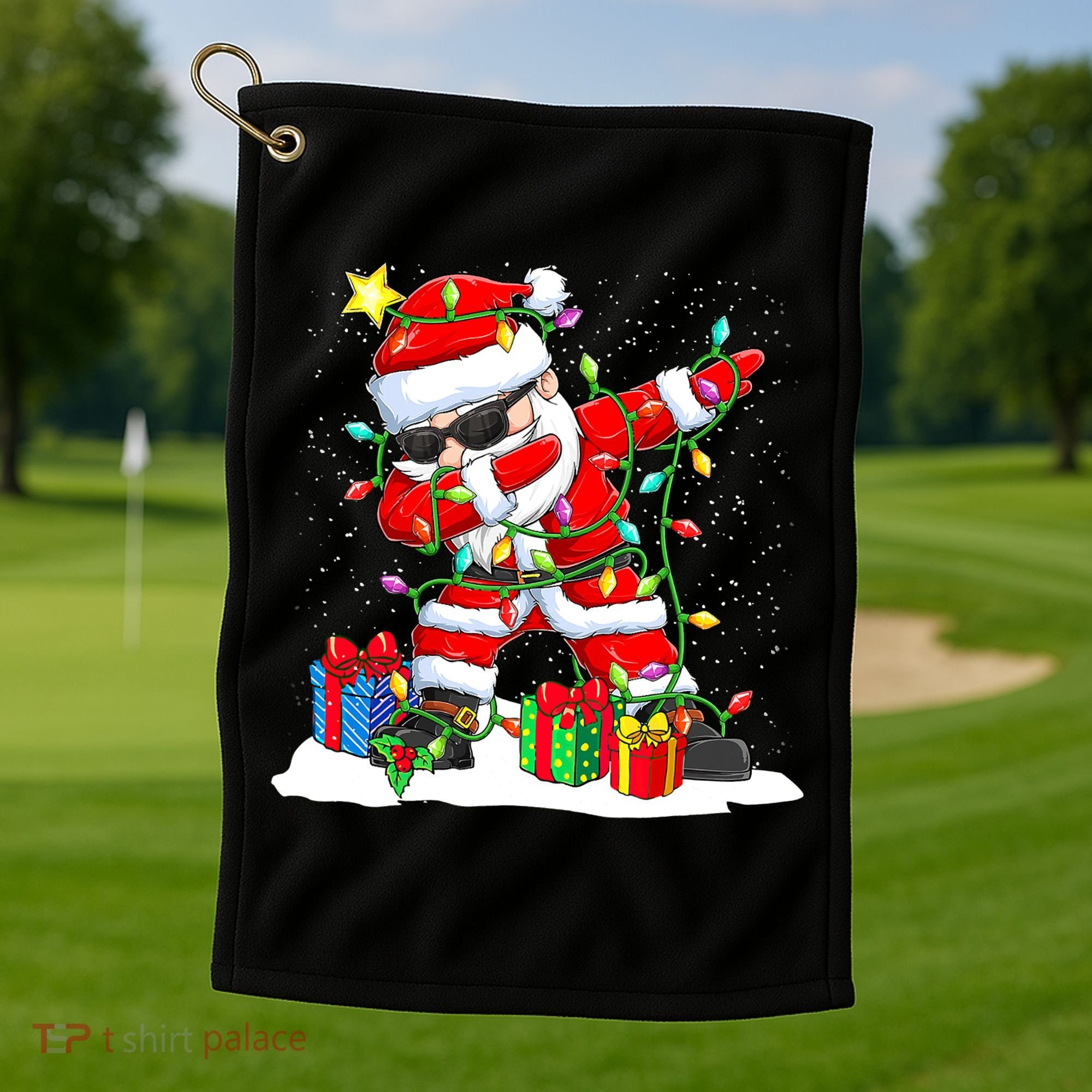 Funny Dabbing Santa Christmas Tree Lights Xmas Boys Golf Towel