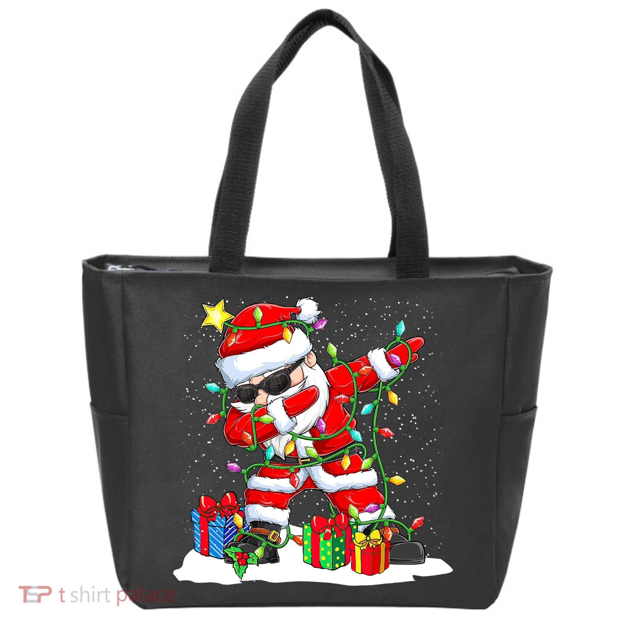 Funny Dabbing Santa Christmas Tree Lights Xmas Boys Tote Bag