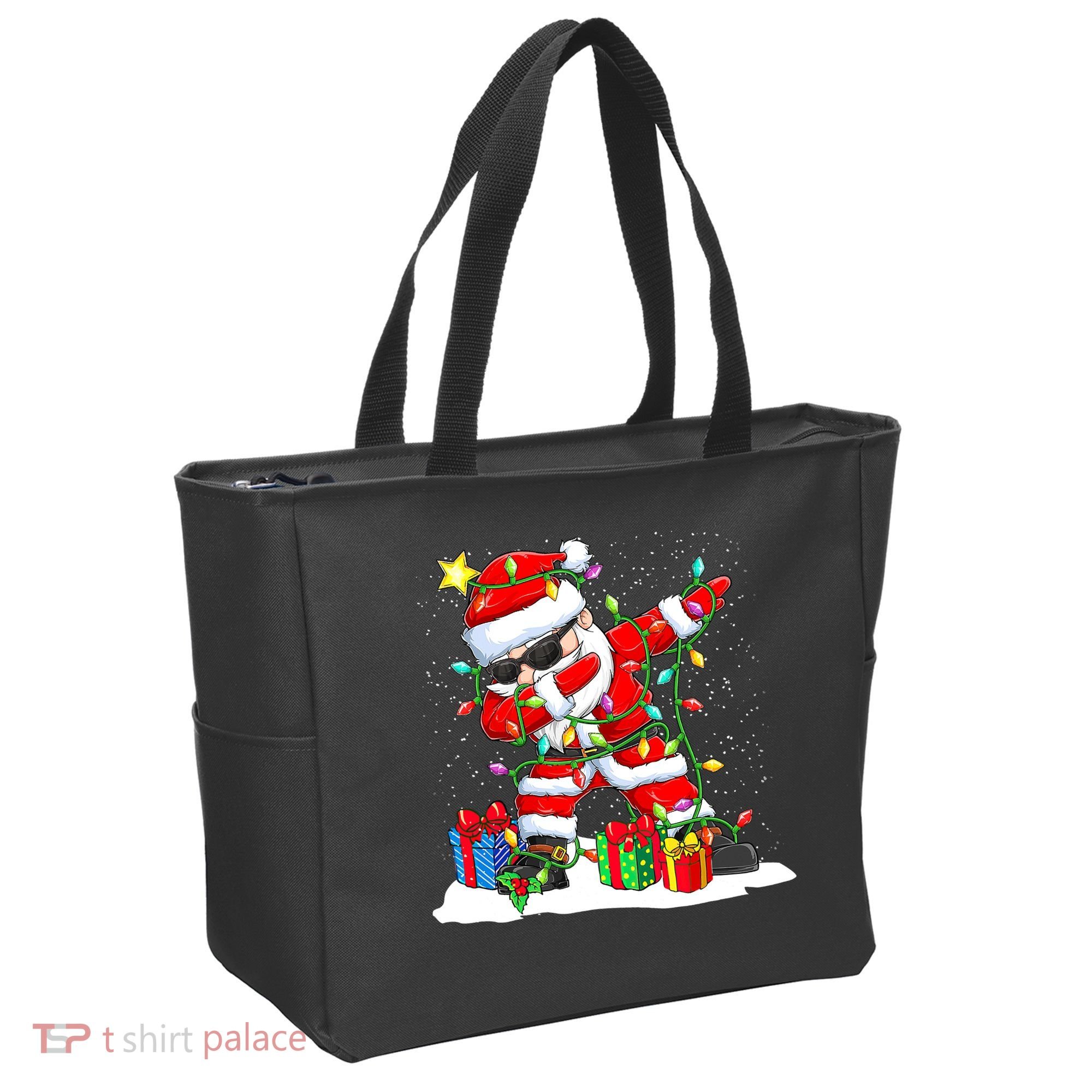 Funny Dabbing Santa Christmas Tree Lights Xmas Boys Tote Bag