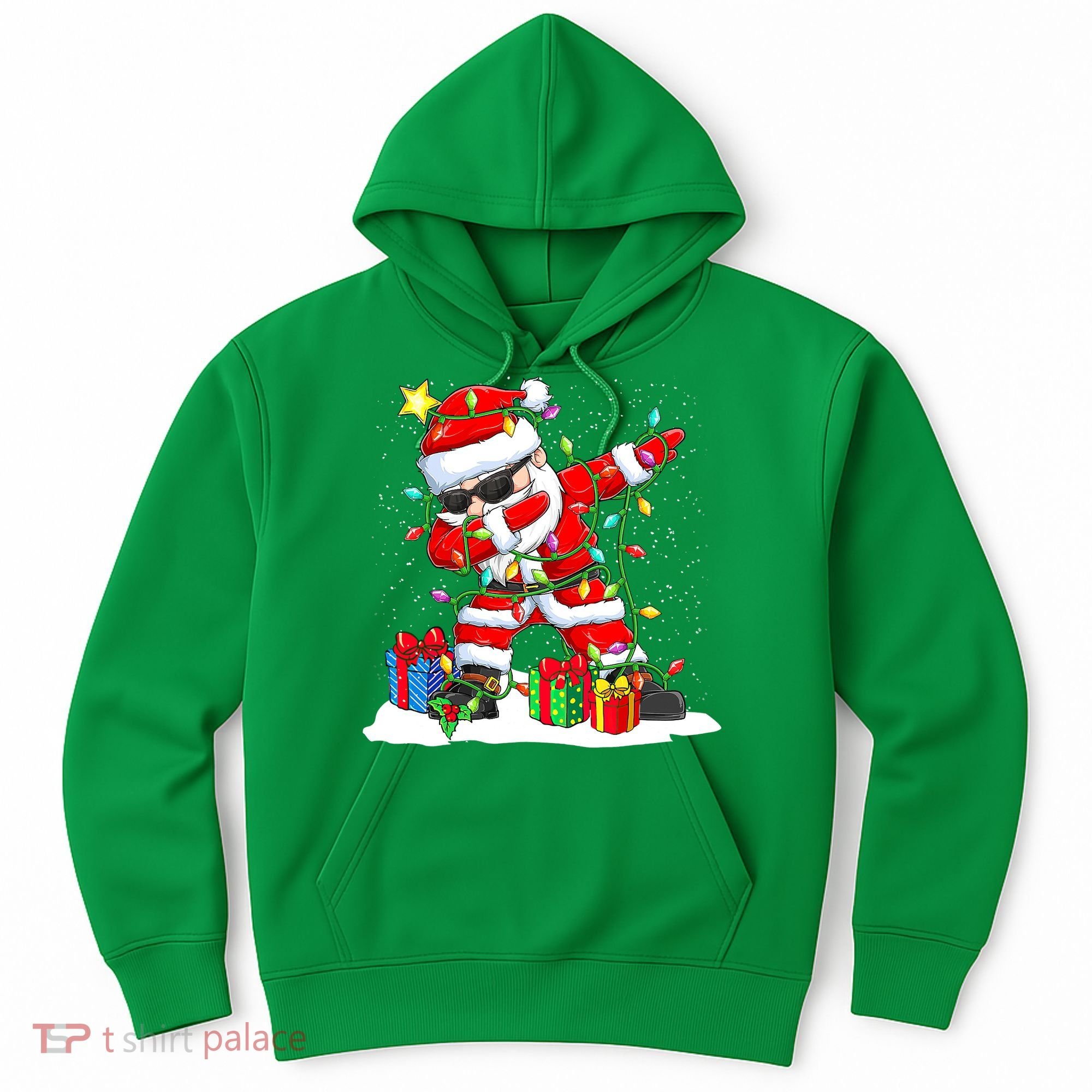Funny Dabbing Santa Christmas Tree Lights Xmas Boys Hoodie