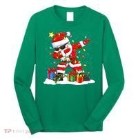 Funny Dabbing Santa Christmas Tree Lights Xmas Boys Long Sleeve Shirt thumb 0