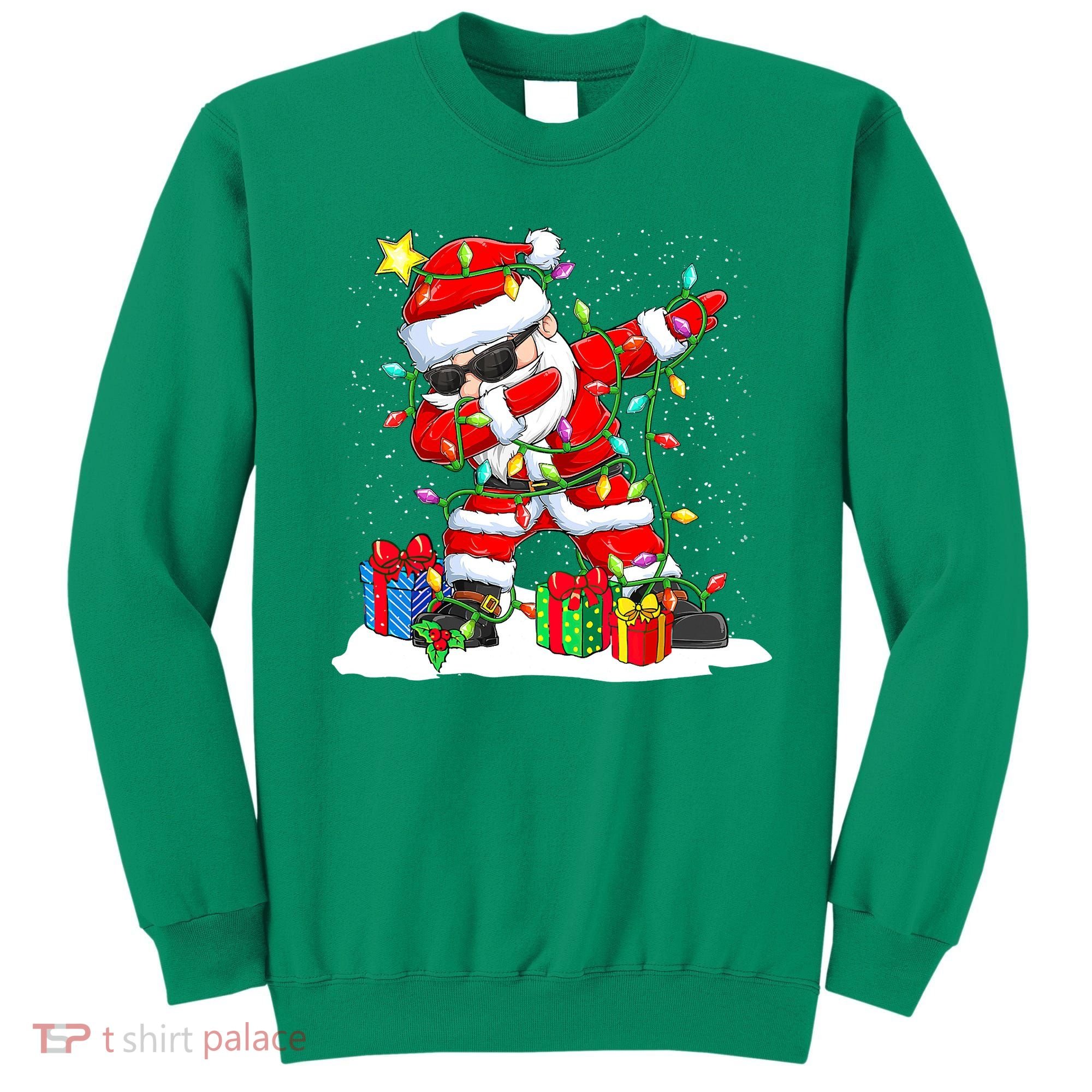 Funny Dabbing Santa Christmas Tree Lights Xmas Boys Sweatshirt