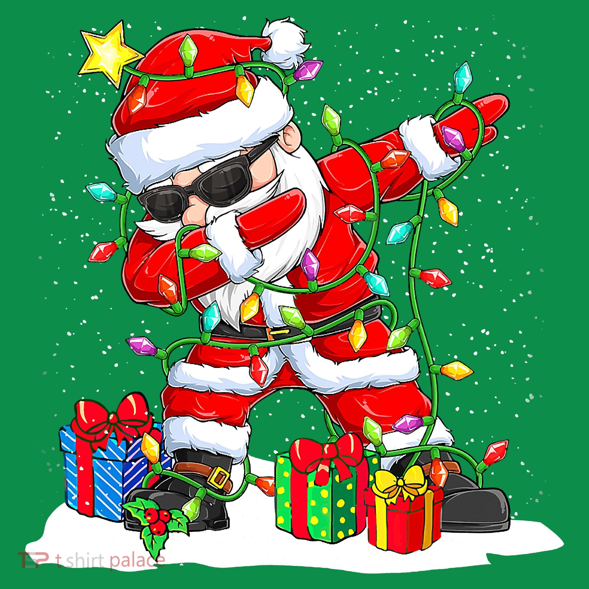 Funny Dabbing Santa Christmas Tree Lights Xmas Boys Sweatshirt