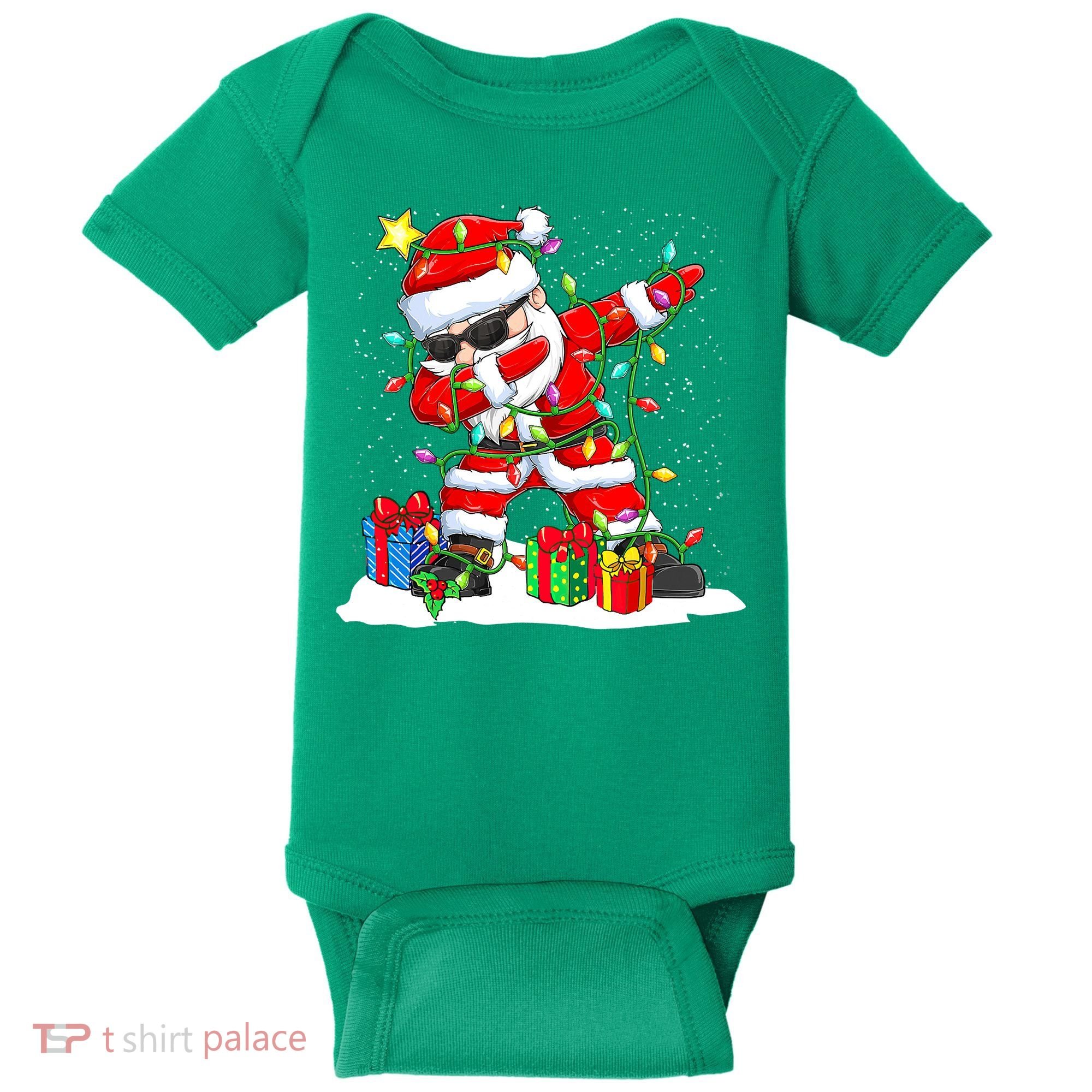 Funny Dabbing Santa Christmas Tree Lights Xmas Boys Baby Bodysuit