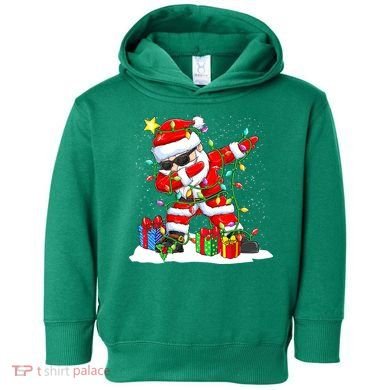 Funny Dabbing Santa Christmas Tree Lights Xmas Boys Toddler Hoodie