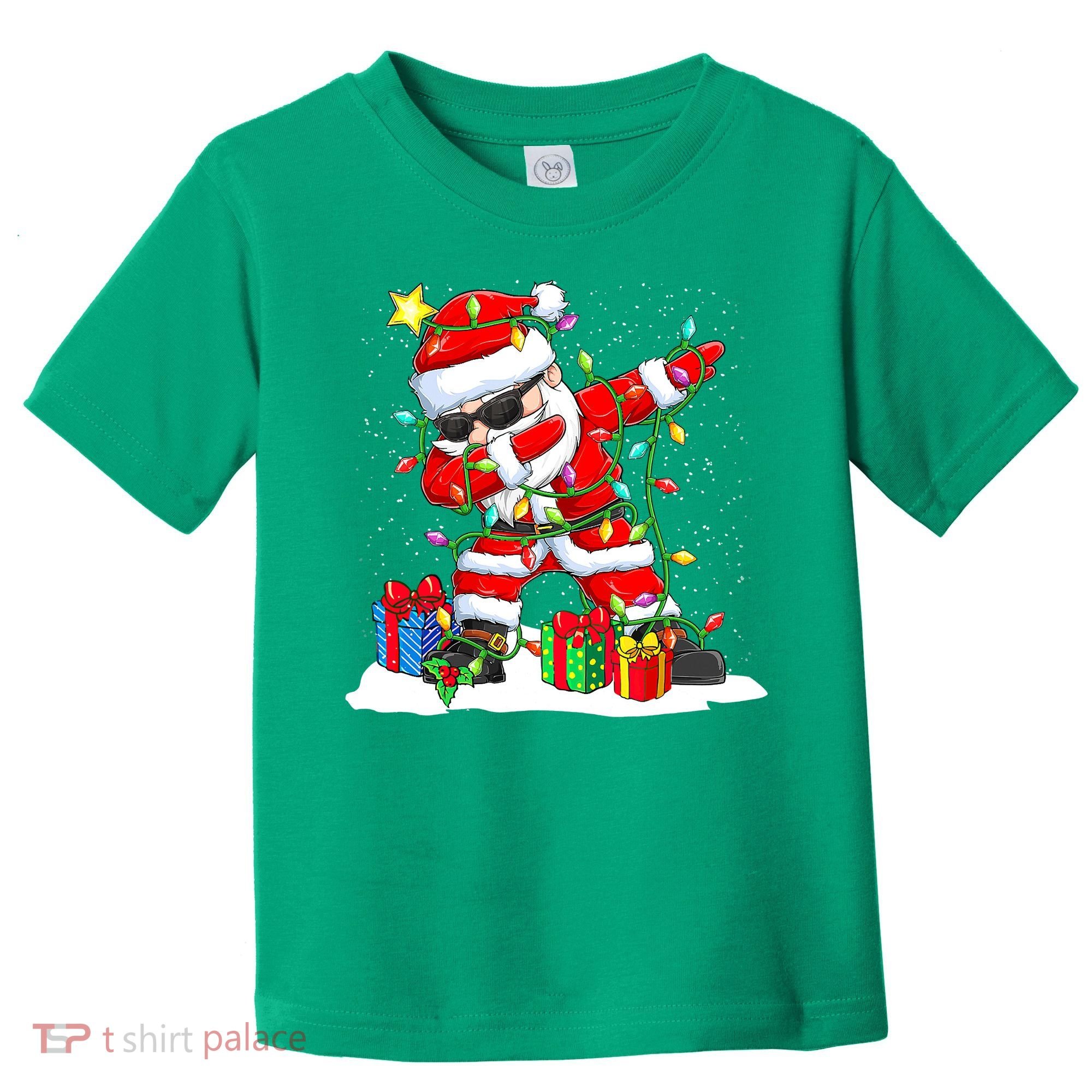 Funny Dabbing Santa Christmas Tree Lights Xmas Boys Toddler T-Shirt