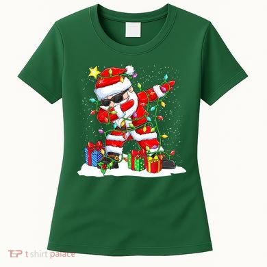 Funny Dabbing Santa Christmas Tree Lights Xmas Boys Women's T-Shirt