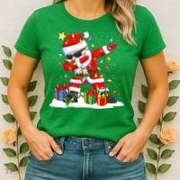 Funny Dabbing Santa Christmas Tree Lights Xmas Boys Women's T-Shirt thumb 2