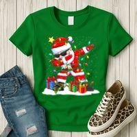 Funny Dabbing Santa Christmas Tree Lights Xmas Boys Women's T-Shirt thumb 3