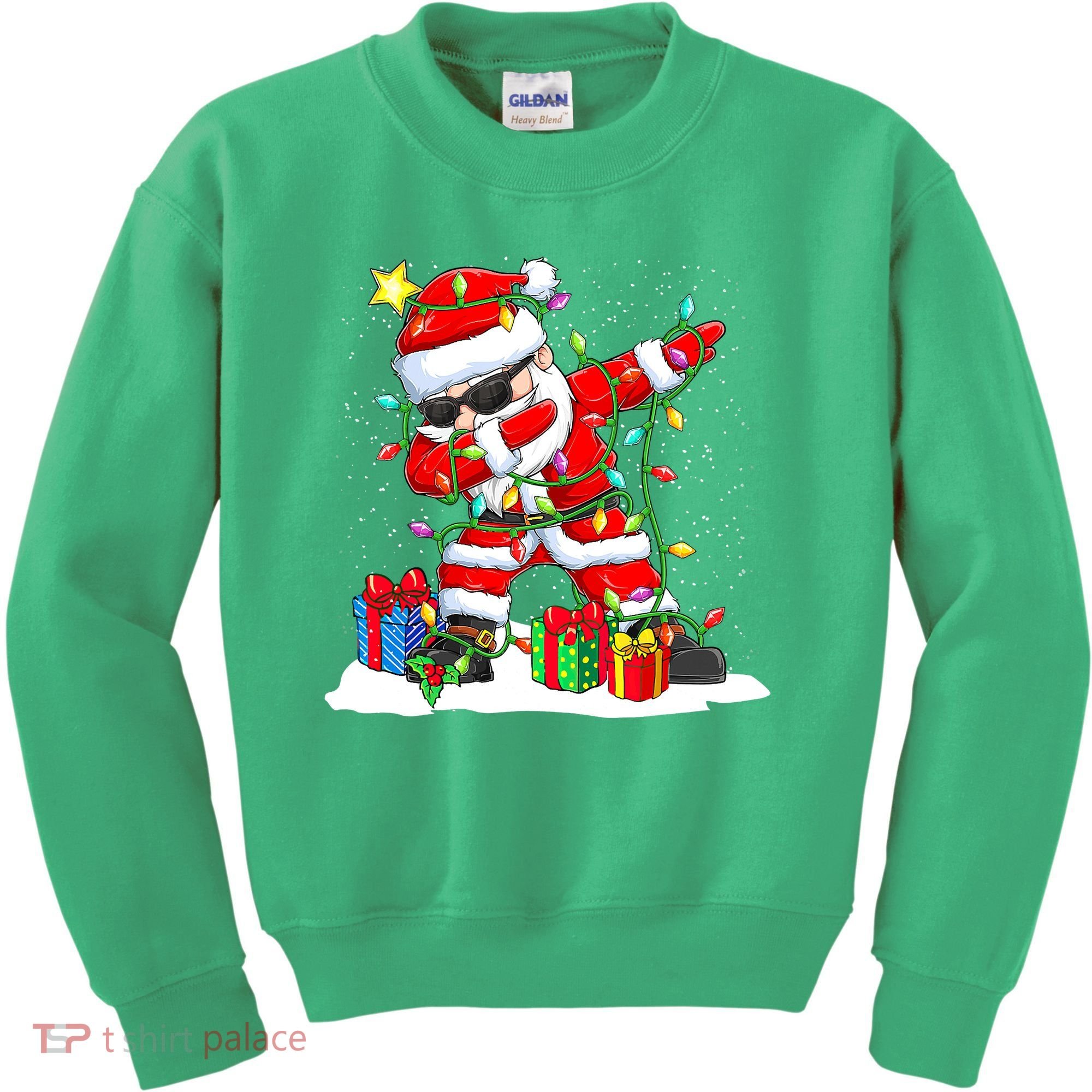 Funny Dabbing Santa Christmas Tree Lights Xmas Boys Kids Sweatshirt