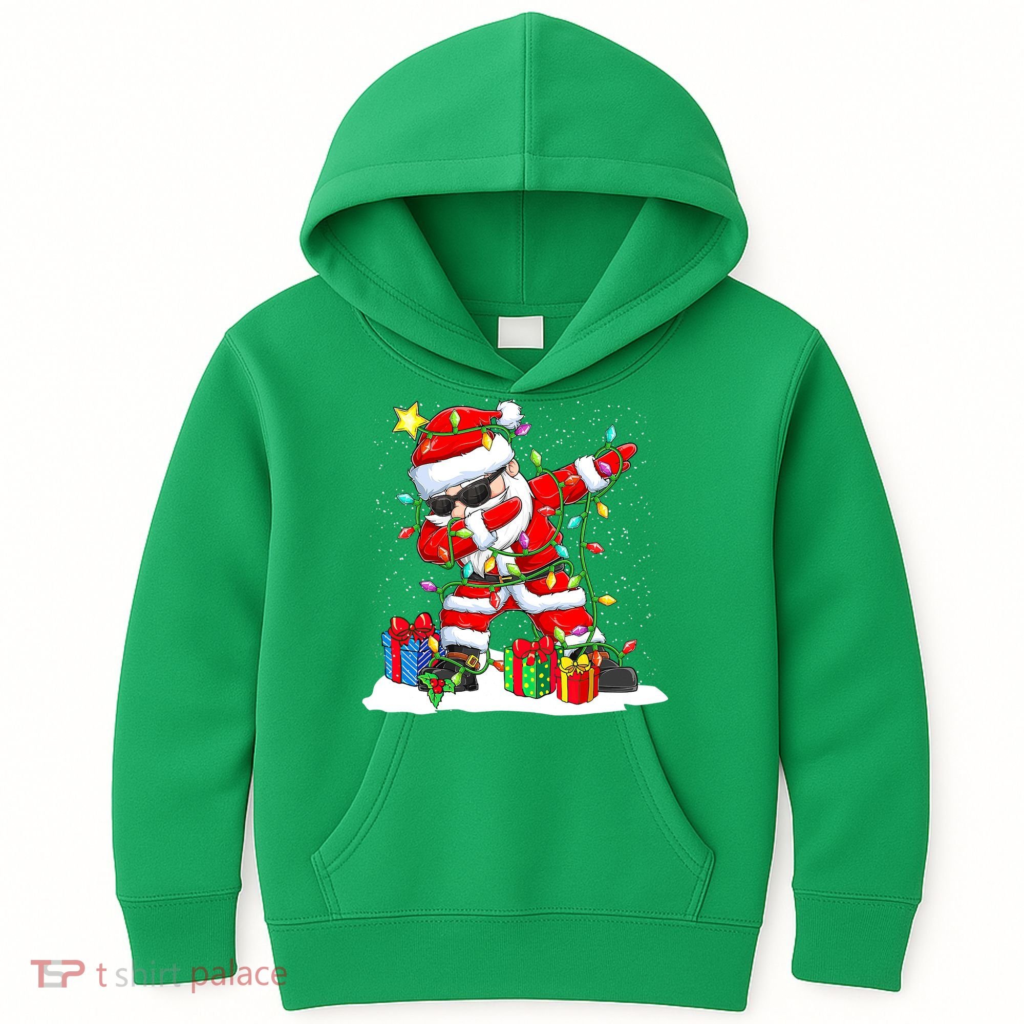 Funny Dabbing Santa Christmas Tree Lights Xmas Boys Kids Hoodie