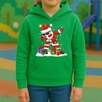 Funny Dabbing Santa Christmas Tree Lights Xmas Boys Kids Hoodie thumb 3