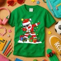 Funny Dabbing Santa Christmas Tree Lights Xmas Boys Kids T-Shirt thumb 3