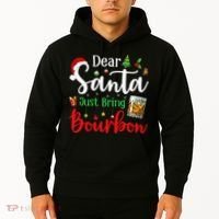 Funny Dear Santa Just Bring Bourbon Christmas Pajamas Hoodie thumb 2