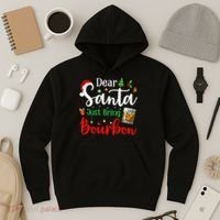 Funny Dear Santa Just Bring Bourbon Christmas Pajamas Hoodie thumb 3