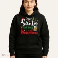 Funny Dear Santa Just Bring Bourbon Christmas Pajamas Hoodie thumb 5