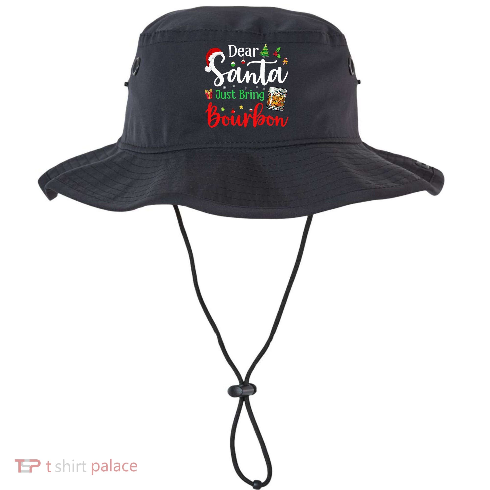 Funny Dear Santa Just Bring Bourbon Christmas Pajamas Bucket Hat