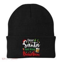 Funny Dear Santa Just Bring Bourbon Christmas Pajamas Beanie thumb 0