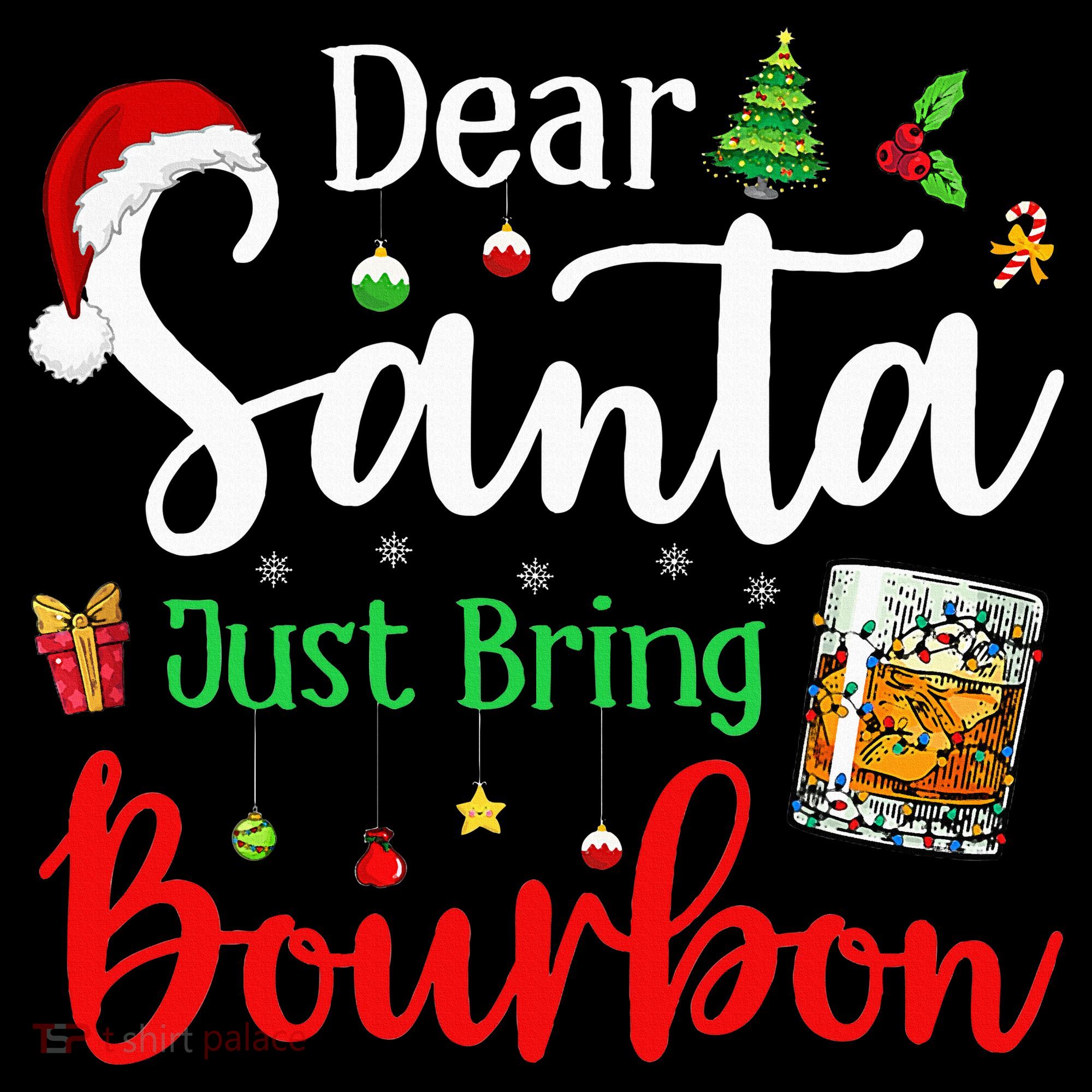 Funny Dear Santa Just Bring Bourbon Christmas Pajamas Women's Hoodie