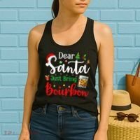 Funny Dear Santa Just Bring Bourbon Christmas Pajamas Women's Tank Top thumb 2