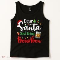 Funny Dear Santa Just Bring Bourbon Christmas Pajamas Tank Top thumb 2