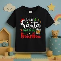 Funny Dear Santa Just Bring Bourbon Christmas Pajamas Toddler T-Shirt thumb 3