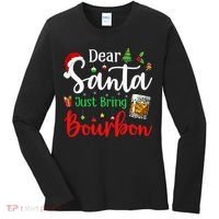 Funny Dear Santa Just Bring Bourbon Christmas Pajamas Women's Long Sleeve Shirt thumb 0