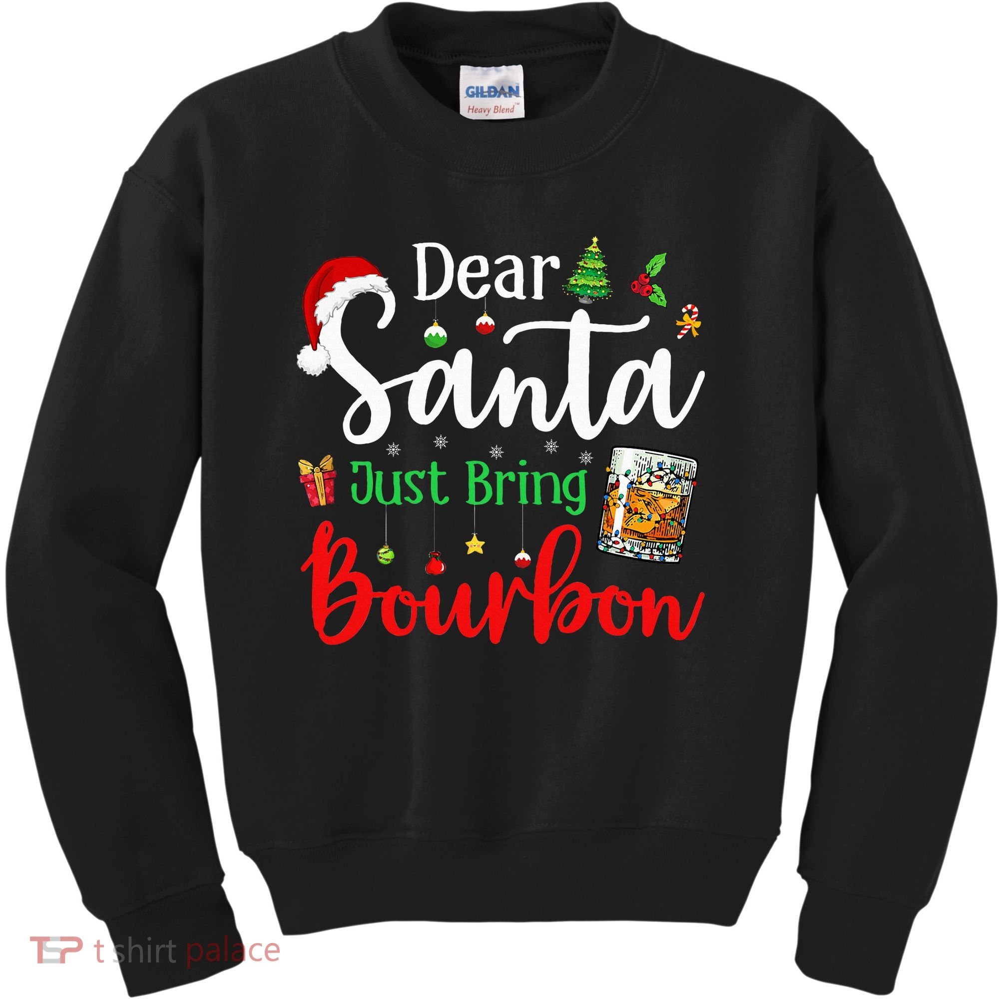 Funny Dear Santa Just Bring Bourbon Christmas Pajamas Kids Sweatshirt