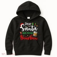 Funny Dear Santa Just Bring Bourbon Christmas Pajamas Kids Hoodie thumb 0