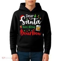 Funny Dear Santa Just Bring Bourbon Christmas Pajamas Kids Hoodie thumb 4