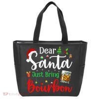 Funny Dear Santa Just Bring Bourbon Christmas Pajamas Tote Bag thumb 0