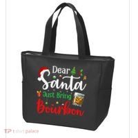 Funny Dear Santa Just Bring Bourbon Christmas Pajamas Tote Bag thumb 3