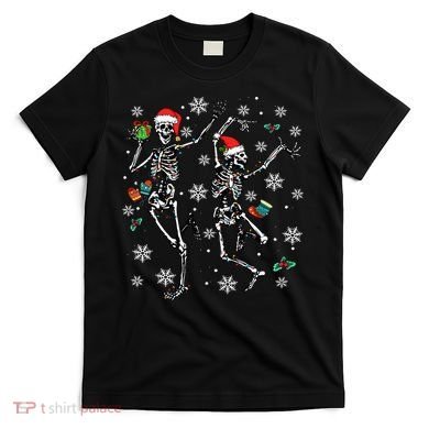 Festive Dancing Skeleton with Christmas Lights T-Shirt