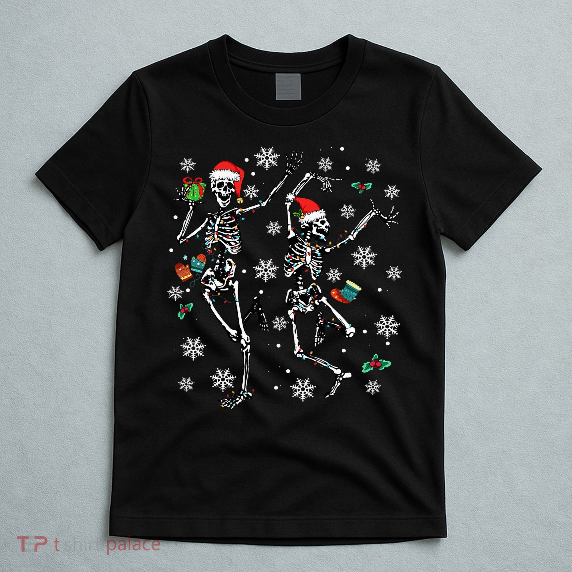 Festive Dancing Skeleton with Christmas Lights T-Shirt