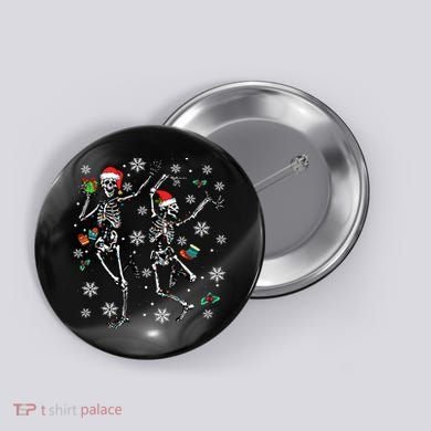 Festive Dancing Skeleton with Christmas Lights Button