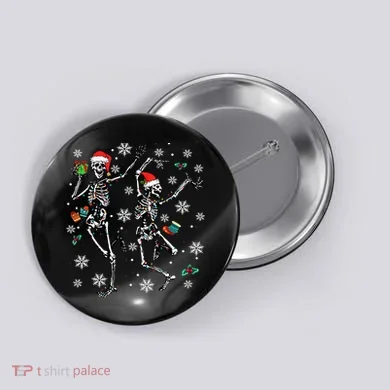 Festive Dancing Skeleton with Christmas Lights Button