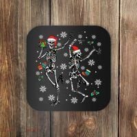 Festive Dancing Skeleton with Christmas Lights Coaster thumb 0