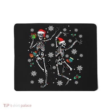 Festive Dancing Skeleton with Christmas Lights Mousepad