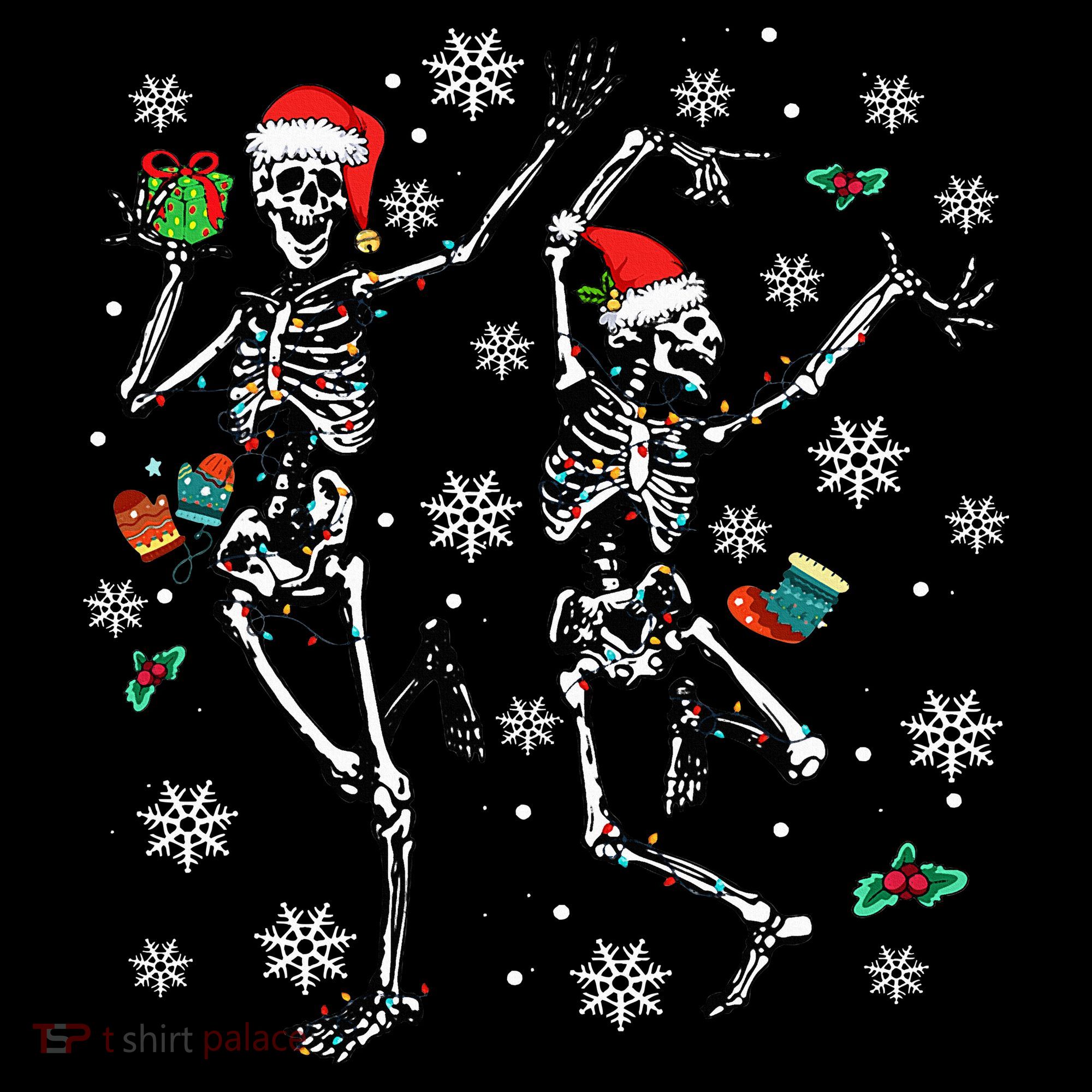 Festive Dancing Skeleton with Christmas Lights Mousepad