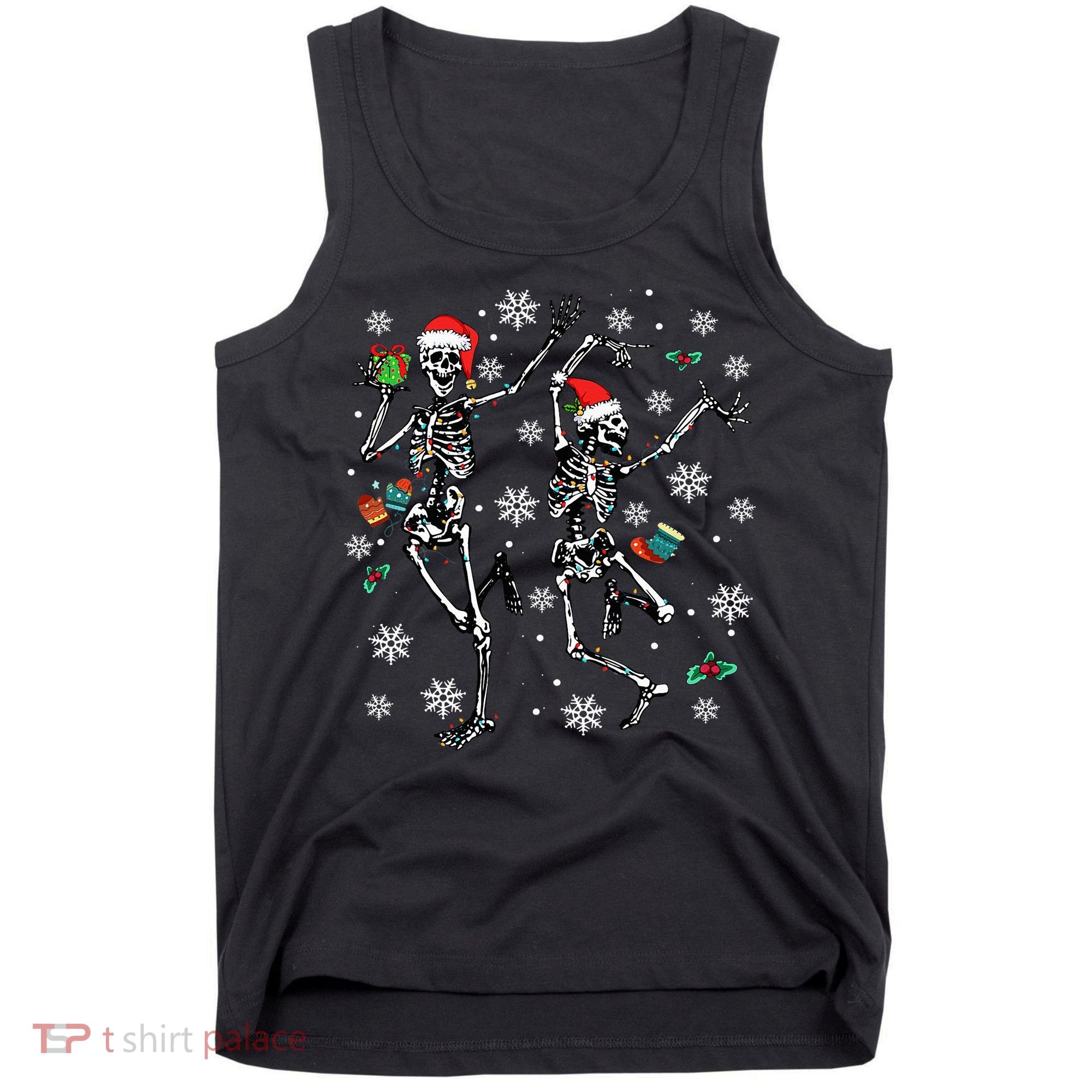 Festive Dancing Skeleton with Christmas Lights Tank Top