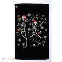 Festive Dancing Skeleton with Christmas Lights Golf Towel thumb 0