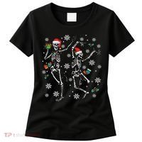 Festive Dancing Skeleton with Christmas Lights Women's T-Shirt thumb 0
