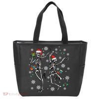 Festive Dancing Skeleton with Christmas Lights Tote Bag thumb 0