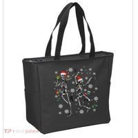 Festive Dancing Skeleton with Christmas Lights Tote Bag thumb 2
