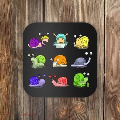 Funny Different Snails Gift Cool Shellfish Coaster